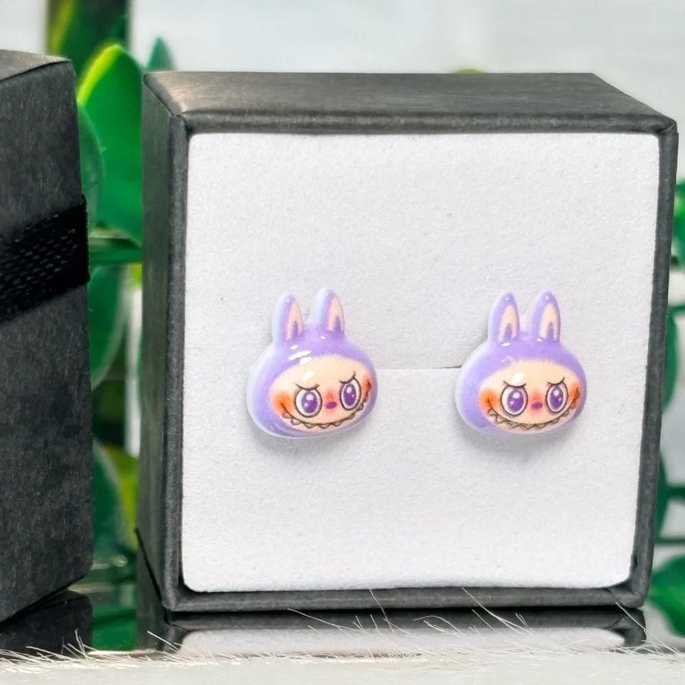 Cute Purple‎ Monster Character Stud Earrings